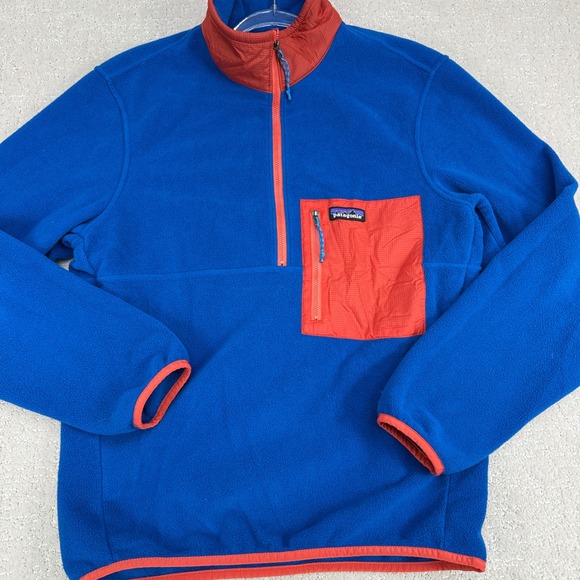 Patagonia Microdini 1/2-Zip Pullover Mens S Blue Orange 26200 Excellent Fleece
